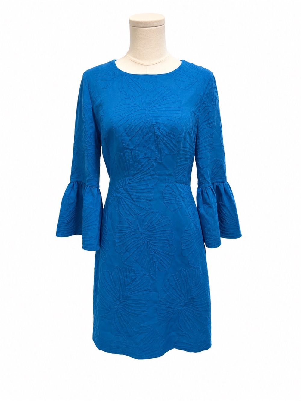 Lilly Pulitzer Cobalt Textured Bell-Sleeve Shift Dress